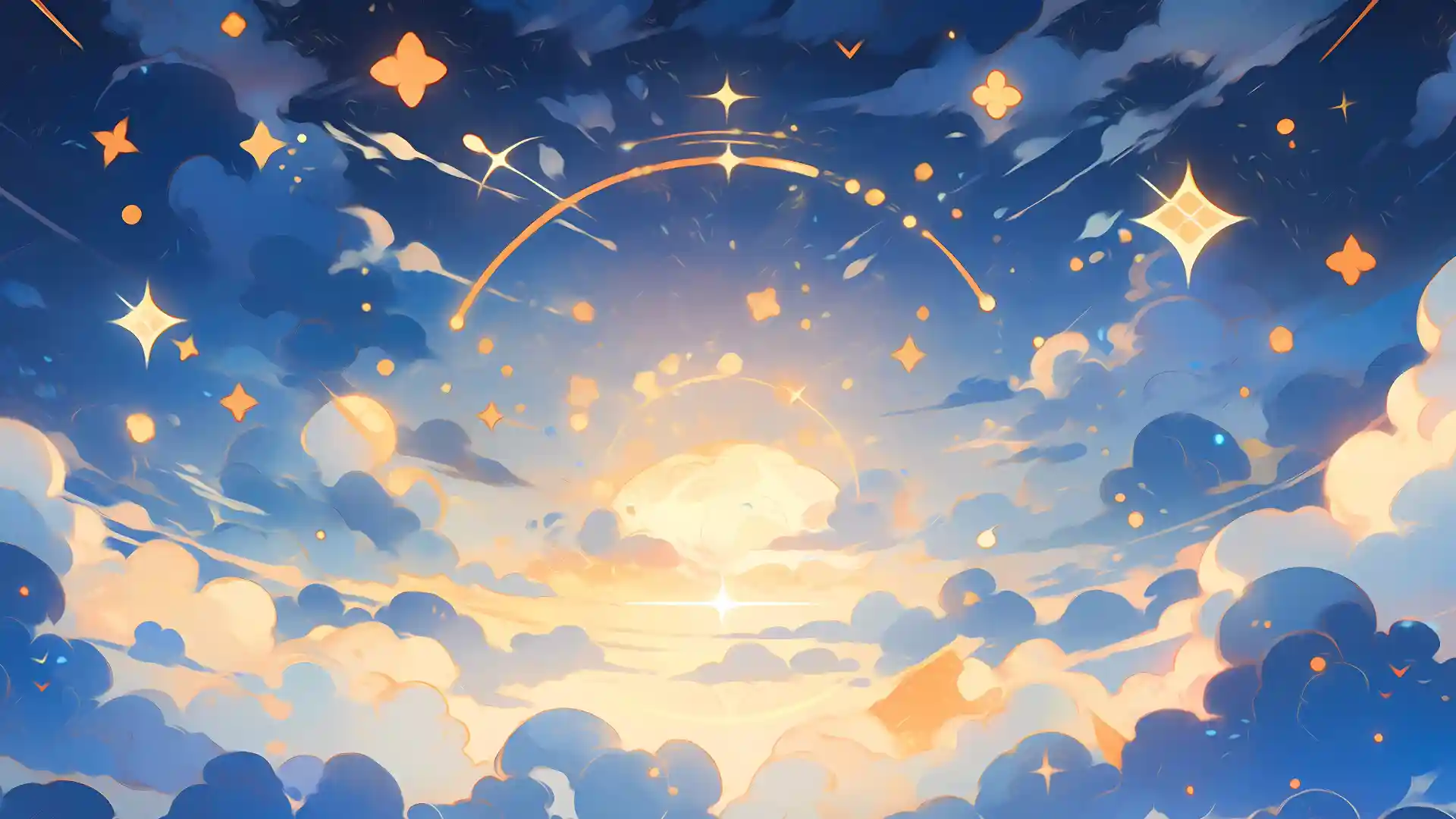 雲の間から朝日が覗いてる