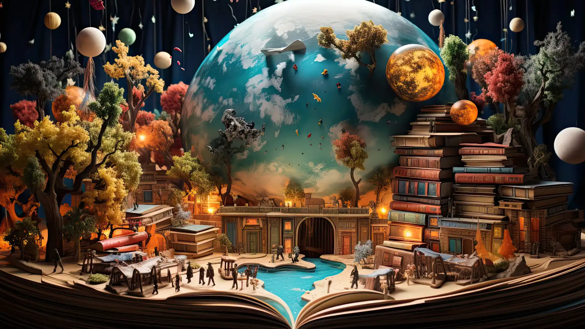 本を開くと夢の世界が現れる写真