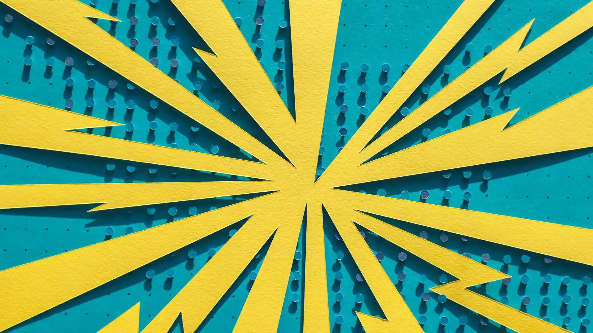 緑の背景に中央から外に向かって放射状に黄色い稲妻が走っている